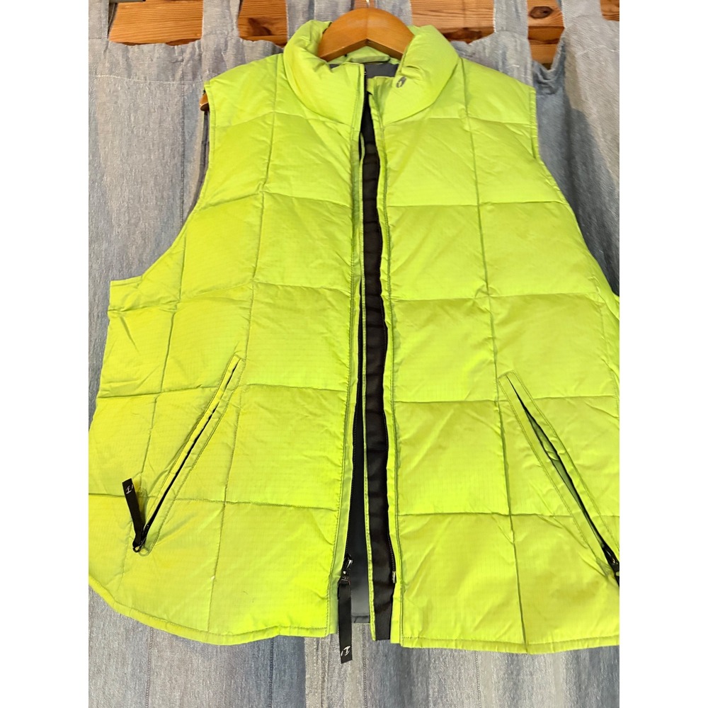 Venezia Jeans Puffer Vest Neon Yellow Quilted Full‎ Zip Stand Collar Padded